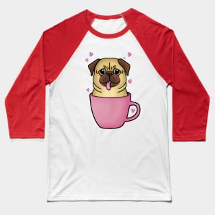 Pug in A Pink Mug Baseball T-Shirt